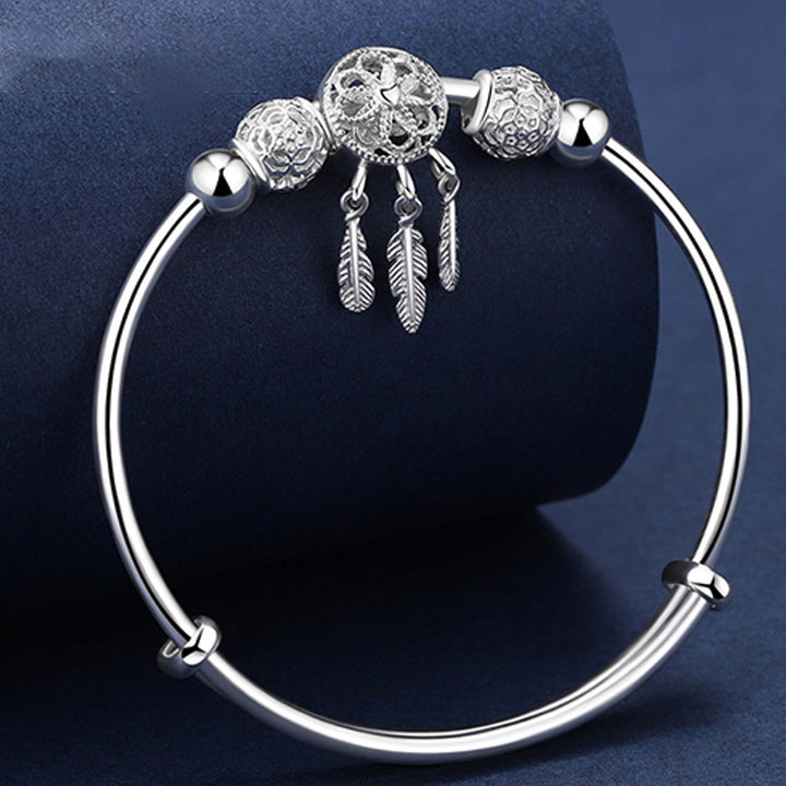 Tibetisches Weiß Kupfer-Segen-Traumfänger-Charm-Armband