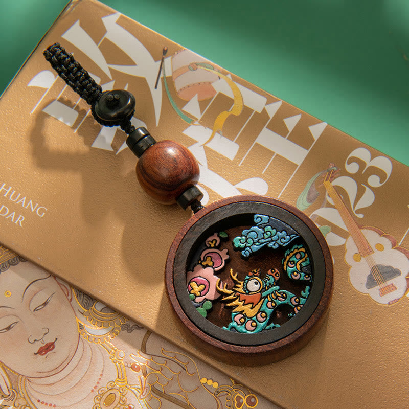 ❗❗❗Ein Flash-Sale – Buddha Stones, Jahr des Drachen, handbemalter chinesischer Sternzeichen-Schlüsselanhänger aus Palisander, geschnitzt, ruhig