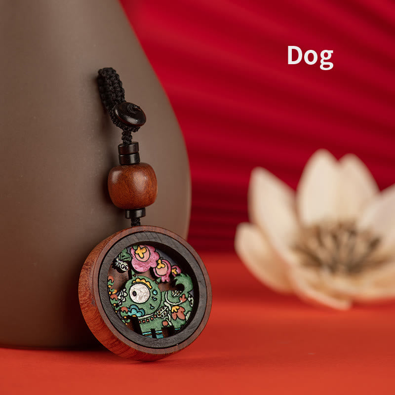 ❗❗❗Ein Flash-Sale – Buddha Stones, Jahr des Drachen, handbemalter chinesischer Sternzeichen-Schlüsselanhänger aus Palisander, geschnitzt, ruhig