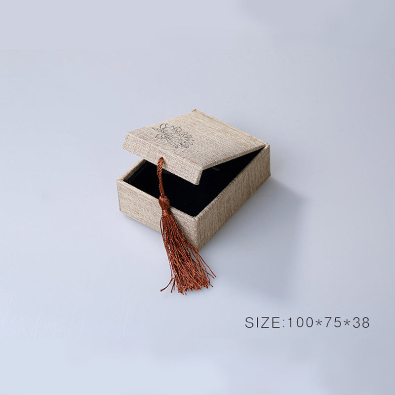 Buddha Stones, Lotus-Muster, Schmuck-Aufbewahrungsbox, Geschenkbox, Quasten