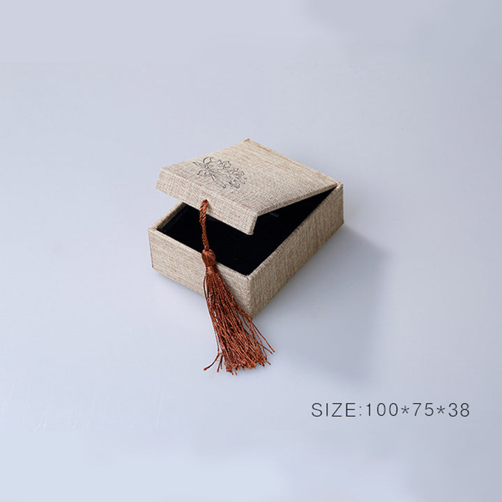 Buddha Stones, Lotus-Muster, Schmuck-Aufbewahrungsbox, Geschenkbox, Quasten