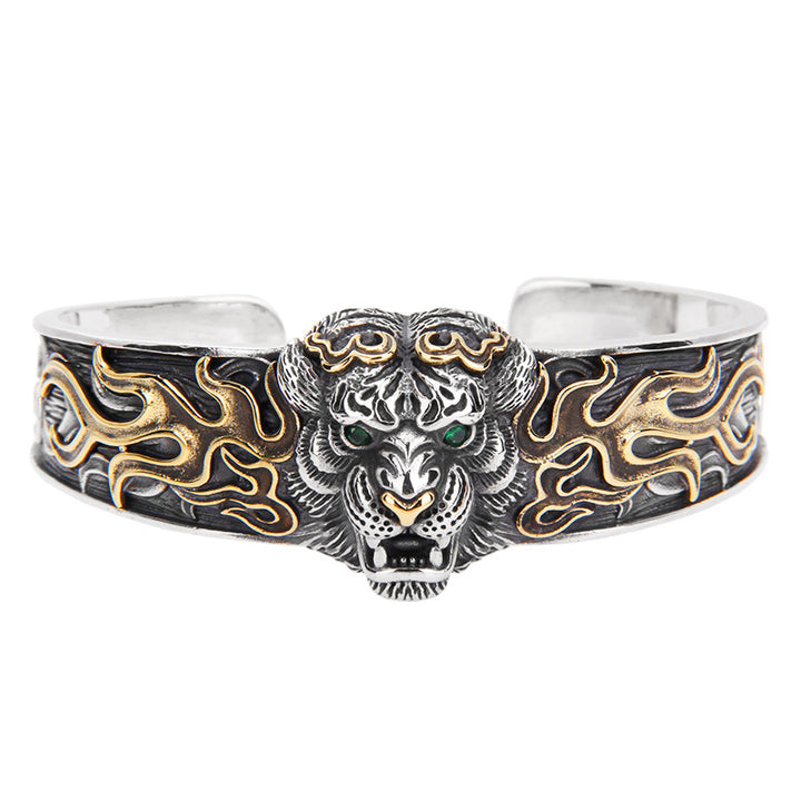 Buddha Stones Armband aus 925er-Sterlingsilber mit chinesischem Sternzeichen Tiger hält böse Geister fern