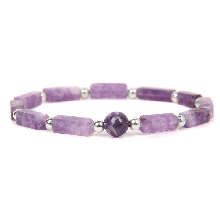 Buddha Stones Natürliches Kristall-Amethyst-Tigerauge-Armband für spirituelle Balance
