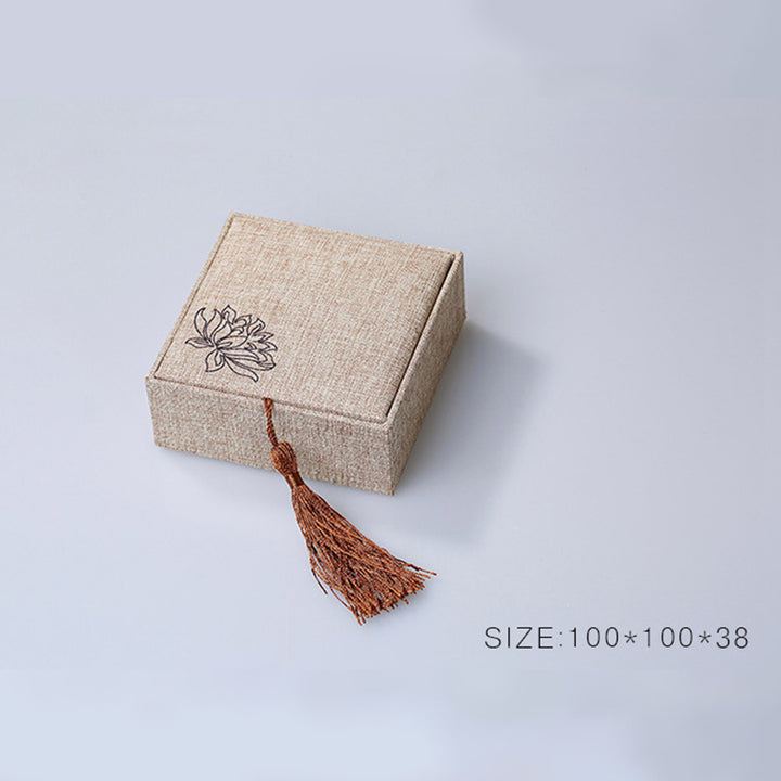 Buddha Stones, Lotus-Muster, Schmuck-Aufbewahrungsbox, Geschenkbox, Quasten