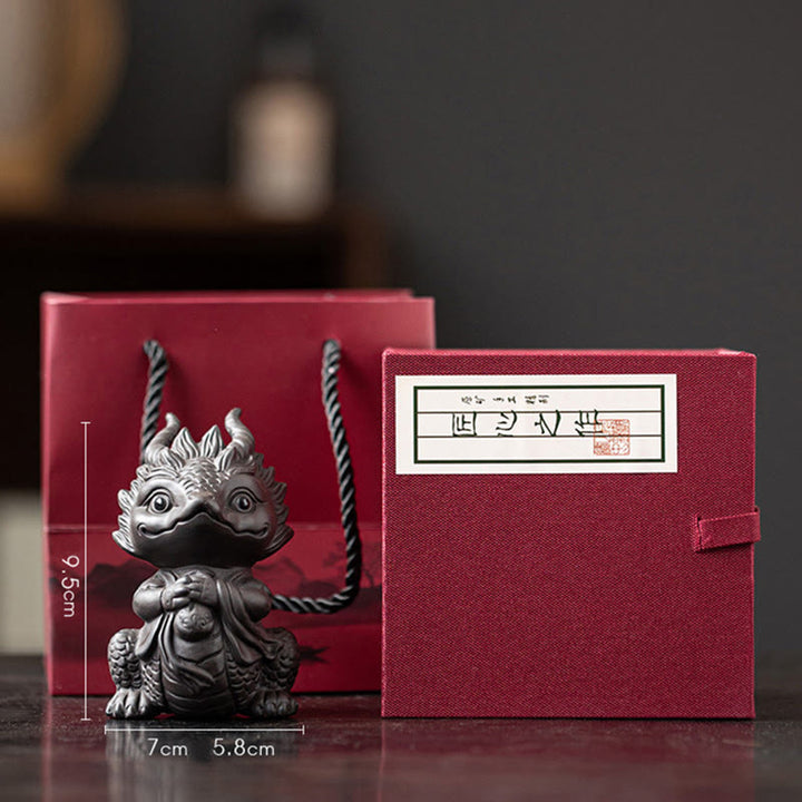 Buddha Stones, Glück, Drache, Reichtum, Tee, Haustier, lila Ton-Figur, Dekoration