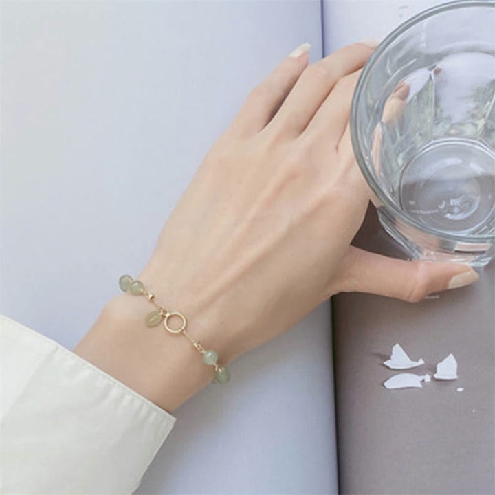 Buddha Stones Einzigartiges Glücksperlenarmband aus natürlicher Hetian-Jade mit 14-karätigem Gold gefüllt