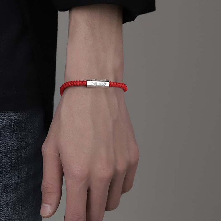 Buddha Stones 925 Sterling Silber Buchstabengravur Segen Schnurarmband