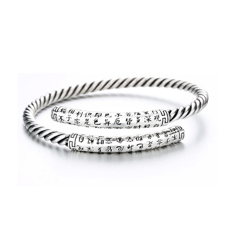 Buddha Stones Retro Herz Sutra Twisted Design Muster Balance Armband Armreif