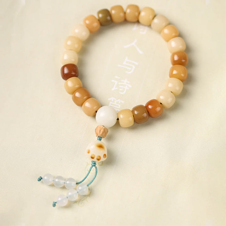 Buddha Stones Natürliches Bodhi-Samen-Armband „Der Herr des Leichenwaldes Om Mani Padme Hum Weisheit“.