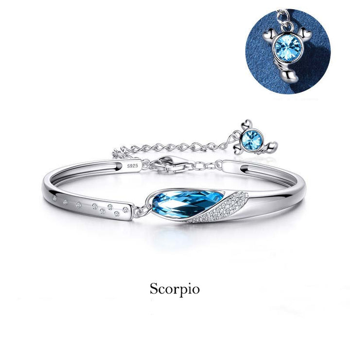 Buddha Stones 925 versilbertes Kupfer 12 Sternzeichen-Charm-Armband