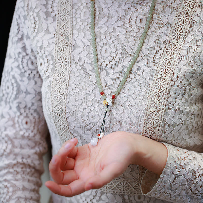 Buddha Stones 925 Sterling Silber vergoldet natürliche Hetian Jade Perle Schmetterling Kürbis Glück Armband