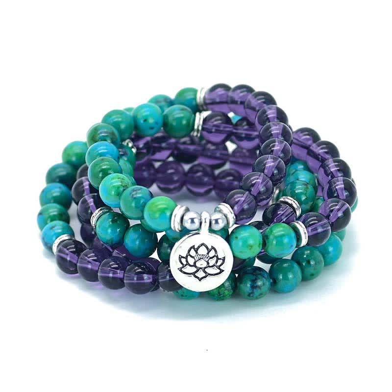 Amethystgrünes Aventurin spirituelles Lotus-Charm-Armband