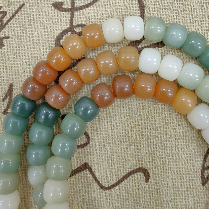 Buddha Stones, 108 Mala-Perlen, Farbverlauf, Bodhi-Samen, grünes Tara-Buddha-Armband mit Gravur „Peace Harmony“.