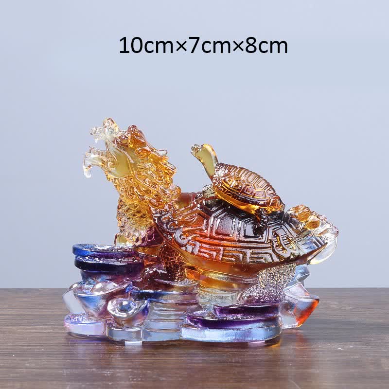 Buddha Stones, Feng Shui, Drache, Schildkröte, Münzen, handgefertigt, Liuli-Kristall, Glückskunst, Dekoration für Zuhause und Büro