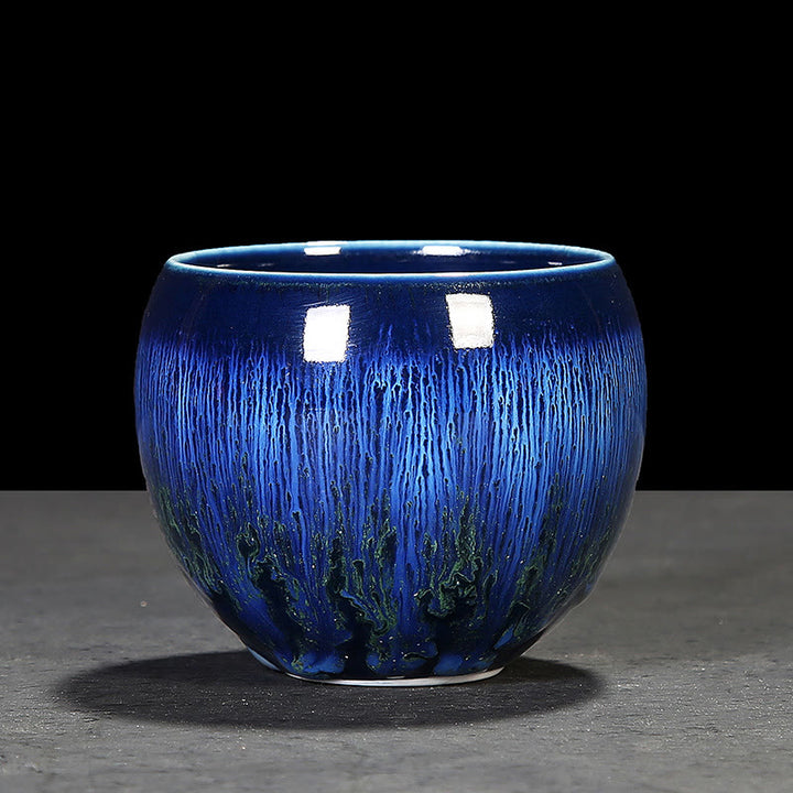 Buddha Stones, chinesischer Jianzhan-Glasurofen, Keramik-Teetasse, Tenmoku-Kung-Fu-Teetasse