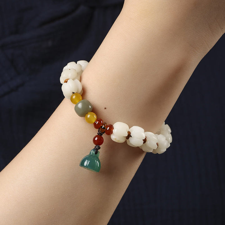 Natürliches Bodhi-Samen-Rotachat-Bodhi-Ruheharmonie-Gravur-Kürbisperlen-Lotus-Armband