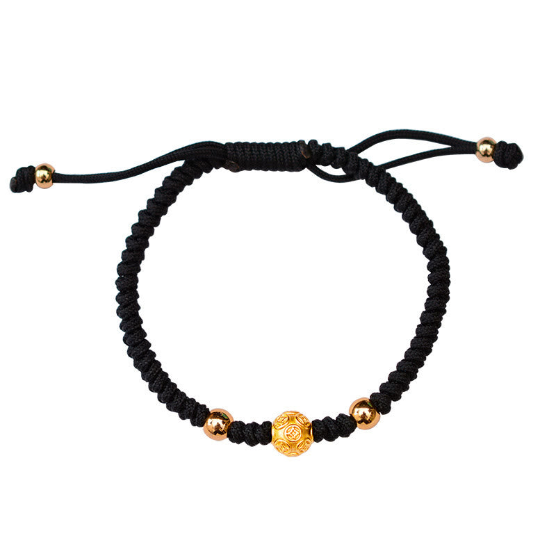 Buddha Stones 999 Sterling Silber Om Mani Padme Hum Kupfer Münze Glück Stärke String Paar Armband