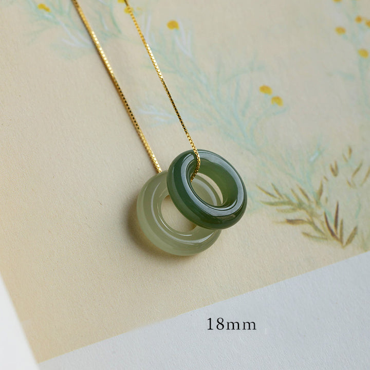 Halsketten-Anhänger mit Buddha Stonesn, natürlicher, runder Jade, Friedensschnalle, Glück, Fülle