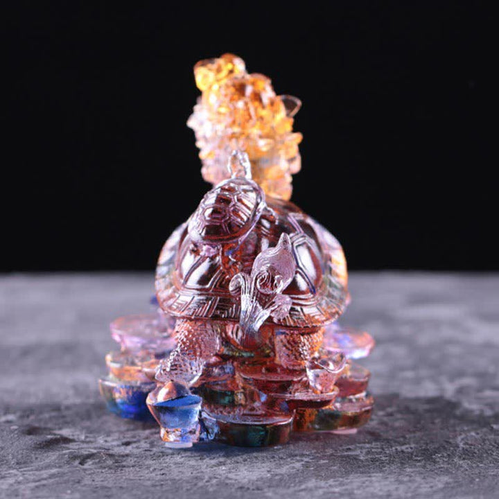 Buddha Stones, Feng Shui, Drache, Schildkröte, Münzen, handgefertigt, Liuli-Kristall, Glückskunst, Dekoration für Zuhause und Büro