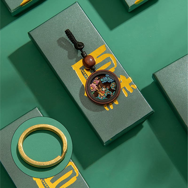 ❗❗❗Ein Flash-Sale – Buddha Stones, Jahr des Drachen, handbemalter chinesischer Sternzeichen-Schlüsselanhänger aus Palisander, geschnitzt, ruhig