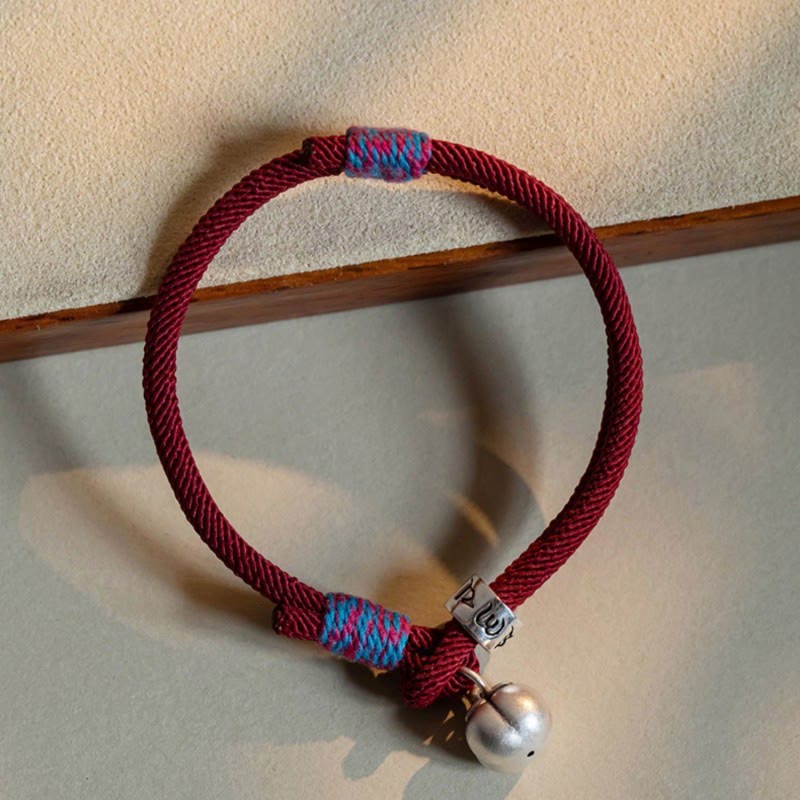 Buddha Stones 925 Sterling Silber tibetisches handgefertigtes Om Mani Padme Hum Persimmon Charm Glücksschutz geflochtenes Armband