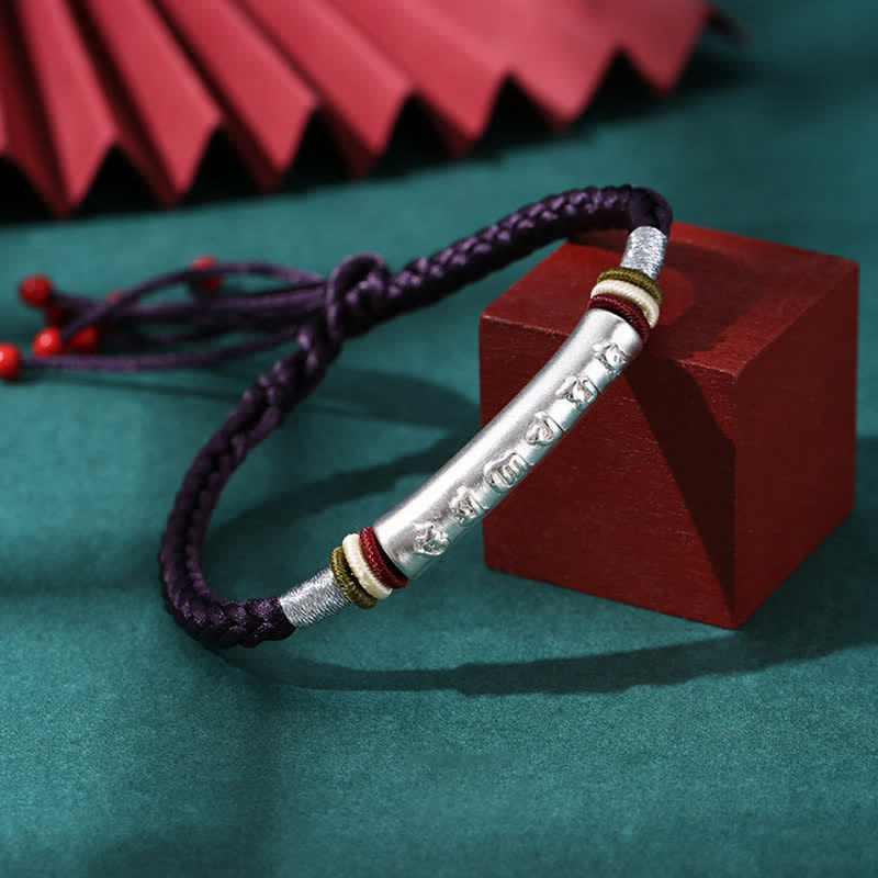 Buddha Stones 999 Sterling Silber Om Mani Padme Hum Schutz Stärke String Armband