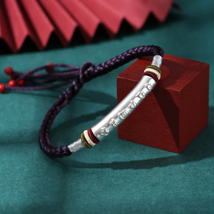 Buddha Stones 999 Sterling Silber Om Mani Padme Hum Schutz Stärke String Armband