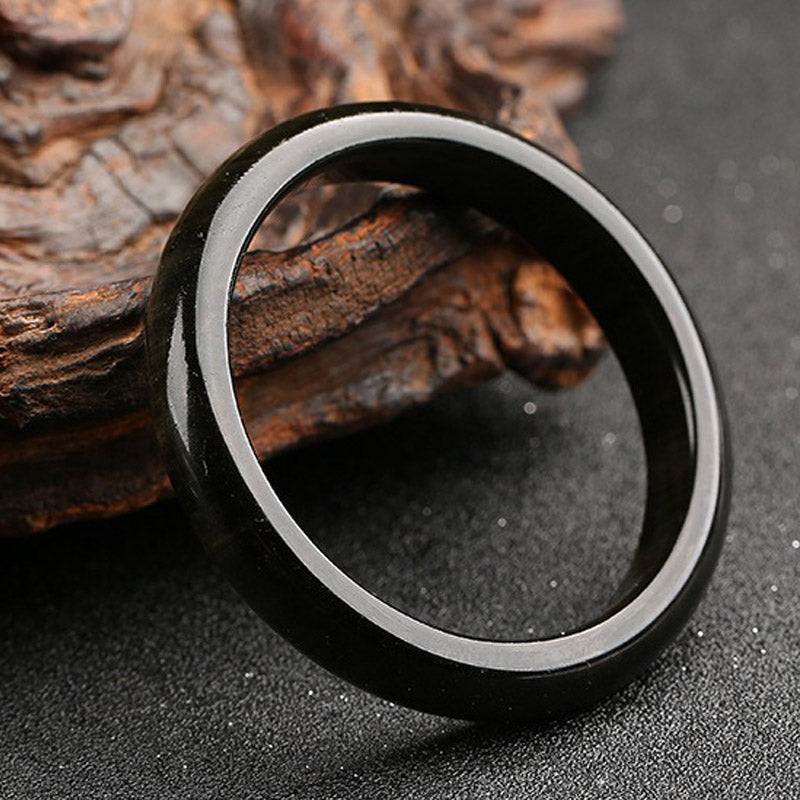 Buddha Stones Gold glänzender Obsidian Silber glänzender Obsidian Schutzarmband Armreif