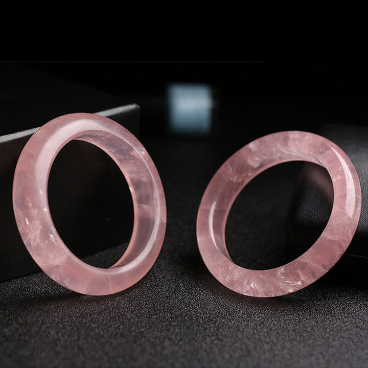 Buddha Stones Natürlicher Rosenquarz Love Caring Armband Armreif