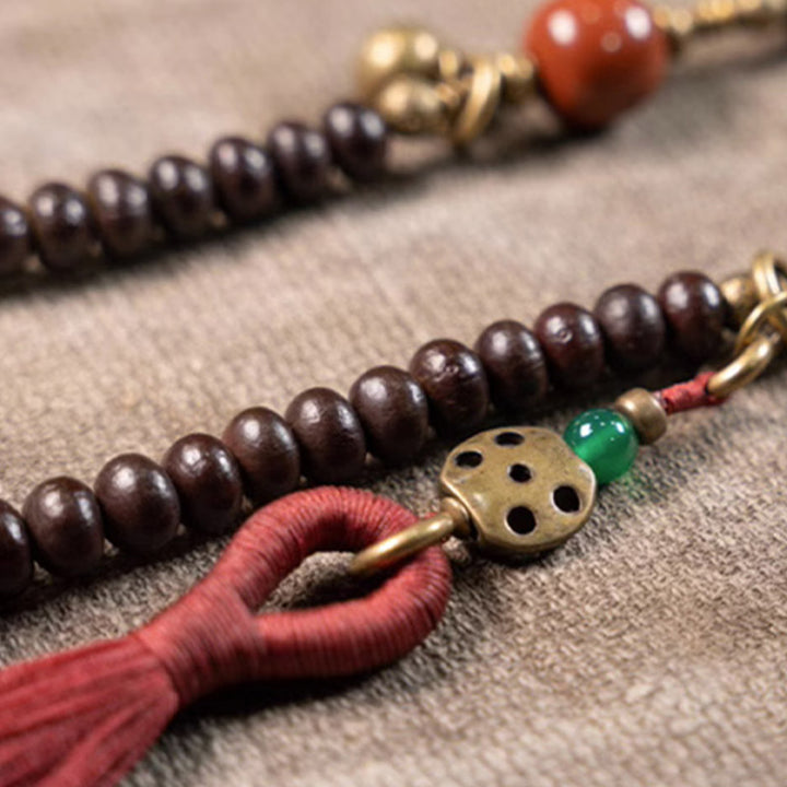 Buddha Stones, 108 Mala-Perlen, natürliches Tibet-Lila-Bodhi-Samen-Glücksbringer-Armband