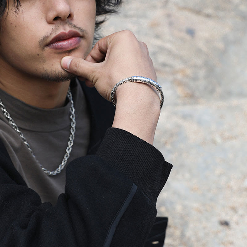 Buddha Stones Tibet Om Mani Padme Hum Gravur Fokus Manschettenarmband Armreif