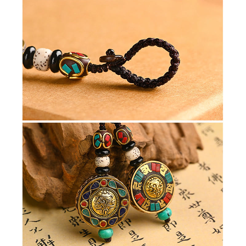 Buddha Stones Tibetan Om Mani Padme Hum Bodhi Seed Peace Schlüsselanhänger