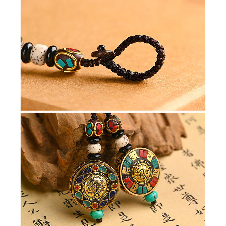 Buddha Stones Tibetan Om Mani Padme Hum Bodhi Seed Peace Schlüsselanhänger