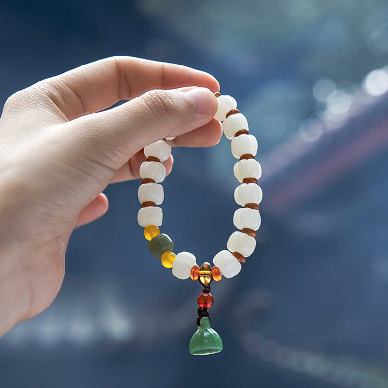 Natürliches Bodhi-Samen-Rotachat-Bodhi-Ruheharmonie-Gravur-Kürbisperlen-Lotus-Armband