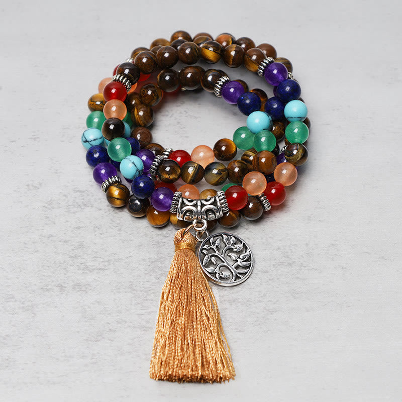 Buddha Stones, Heilkristall, Mala-Gebetsperlen, 108 Meditation, Heilung, mehrschichtiges Armband, Halskette