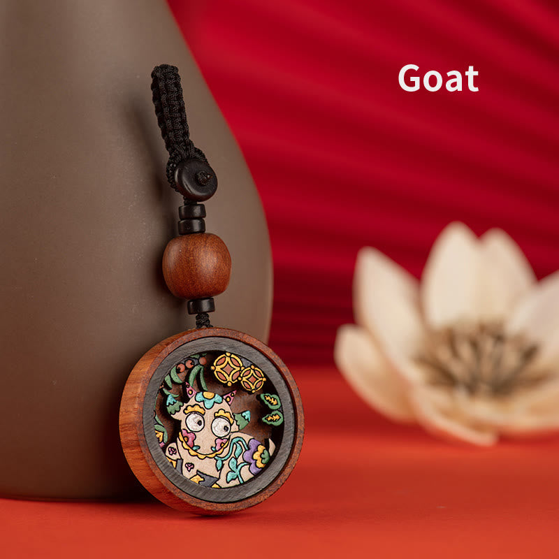 ❗❗❗Ein Flash-Sale – Buddha Stones, Jahr des Drachen, handbemalter chinesischer Sternzeichen-Schlüsselanhänger aus Palisander, geschnitzt, ruhig