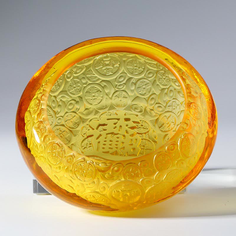 Handgefertigte Liuli Kristall-Schatzschale, Barren, Kunststück, Heimdekoration