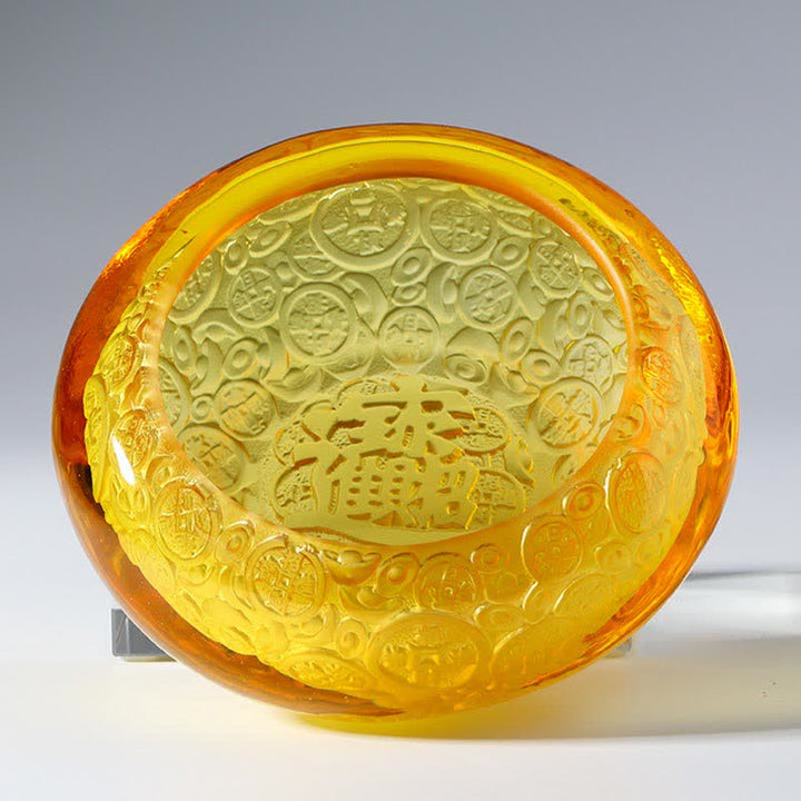 Handgefertigte Liuli Kristall-Schatzschale, Barren, Kunststück, Heimdekoration