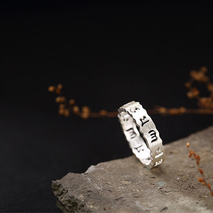 Buddha Stones Tibetischer 925 Sterling Silber Om Mani Padme Hum Peace Hohlring