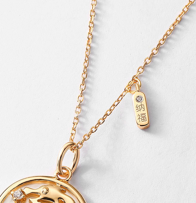 ❗❗❗Ein Blitzverkauf – Buddha Stones 925 Sterling Silber Tridacna Stein Jahr des Drachen Fu Charakter Glück Stärke Halskettenanhänger