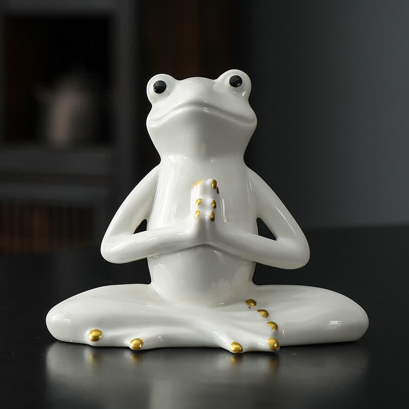 Meditierende Keramik-Zen-Frosch-Statue-Dekoration