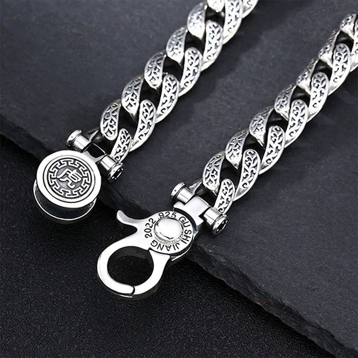 Buddha Stones Tiger Tang Dynasty Blumendesign graviertes Glücksenergie-Armband