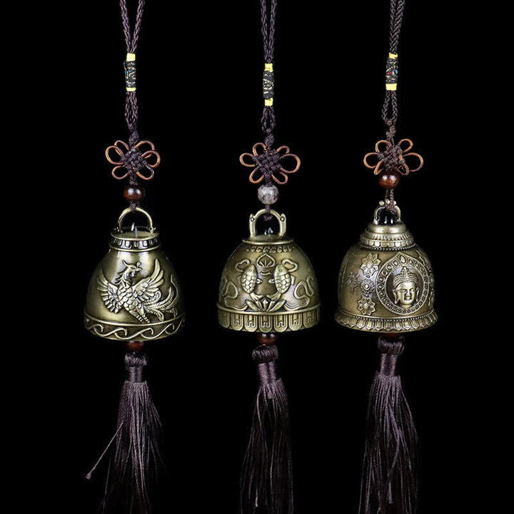 Feng Shui Buddha Koi Fisch Phönix Windspiel Glocke Glück Wandbehang Dekoration