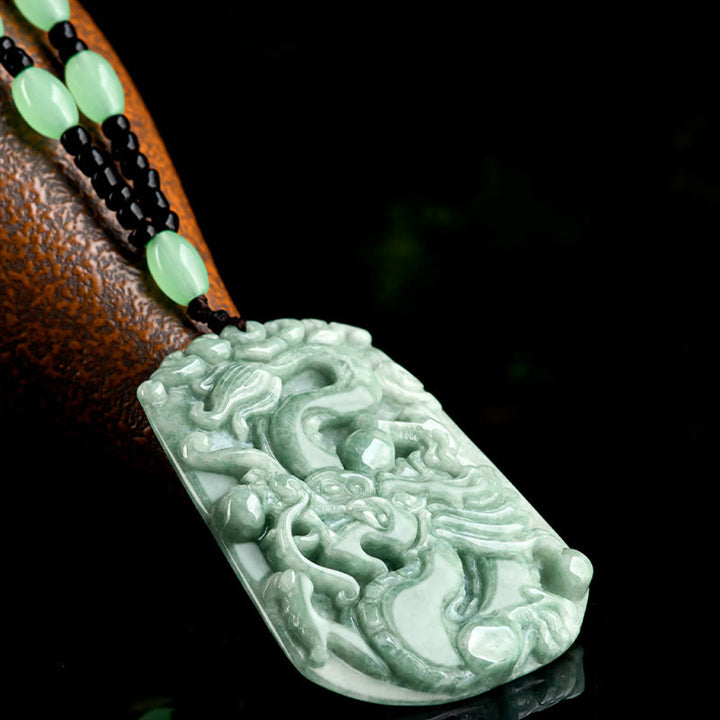 Buddha Stones, Jahr des Drachen, chinesisches Sternzeichen, Drache, aufsteigender Jade-Schutz, Perlenkette, Halsketten-Anhänger