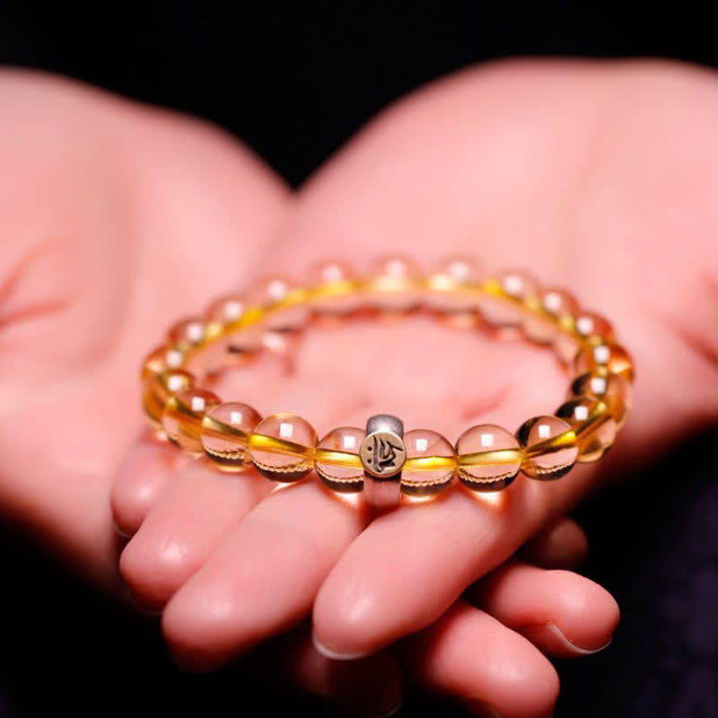 925 Sterling Silber Chinesisches Sternzeichen Natal Buddha Citrin Schutzarmband