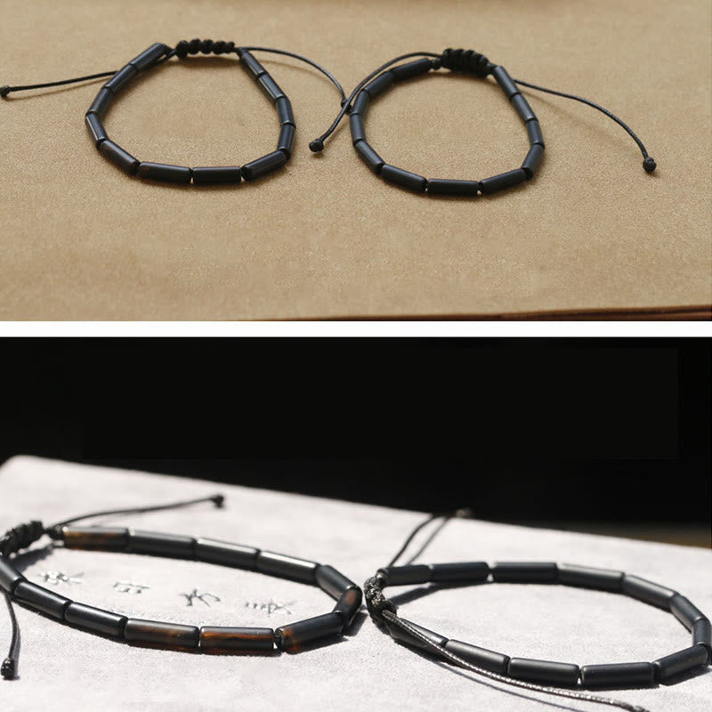 Buddha Stones Schwarzes Onyxperlen-Stützschutzarmband