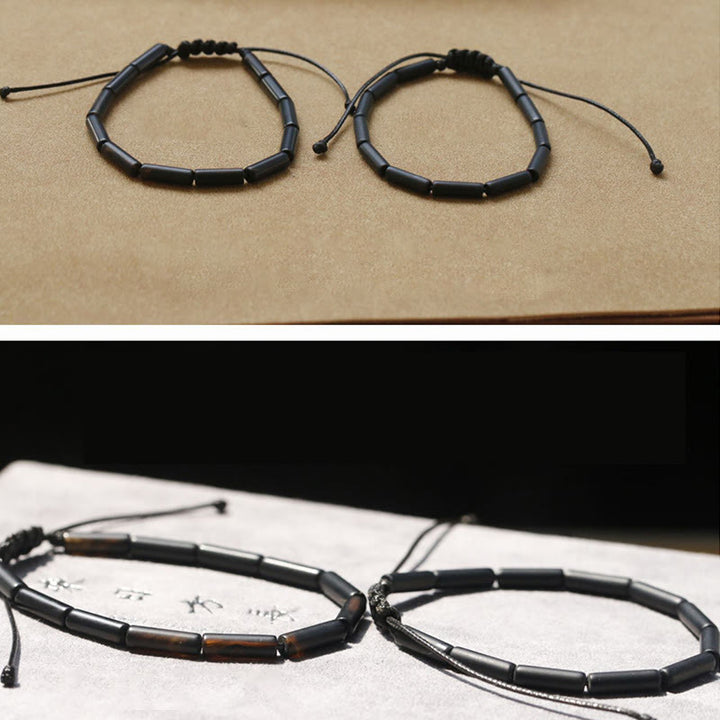 Buddha Stones Schwarzes Onyxperlen-Stützschutzarmband