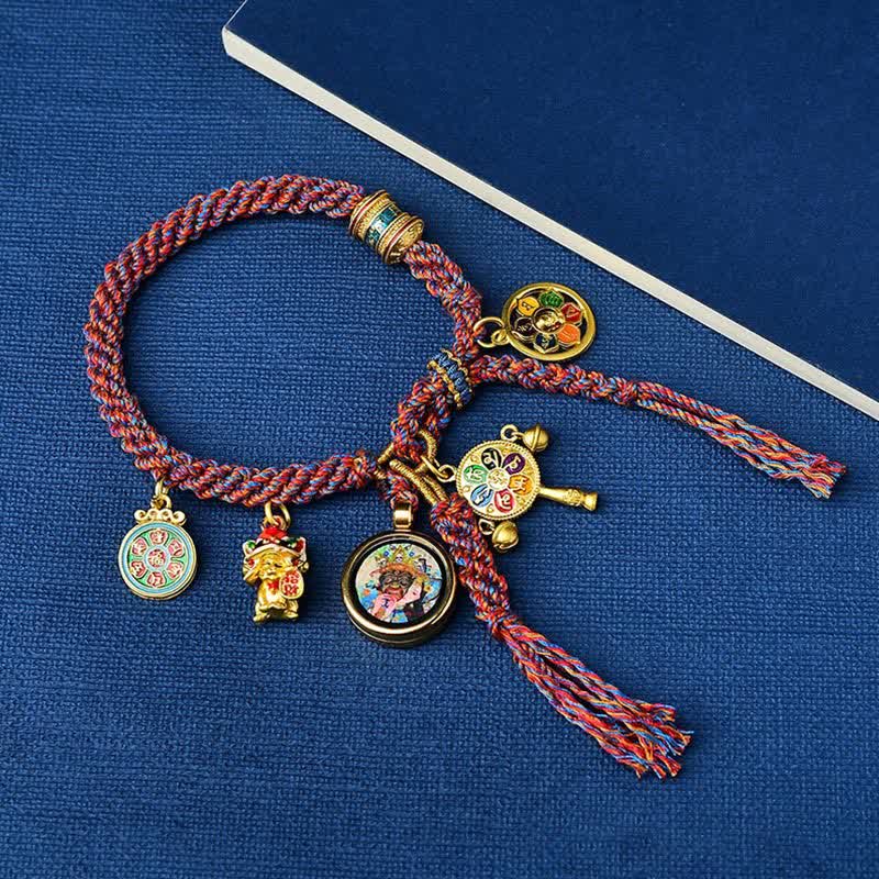 Tibetisches grünes Tara-Zakiram-Göttin des Reichtums Thangka-Glücksgeflecht-Armband