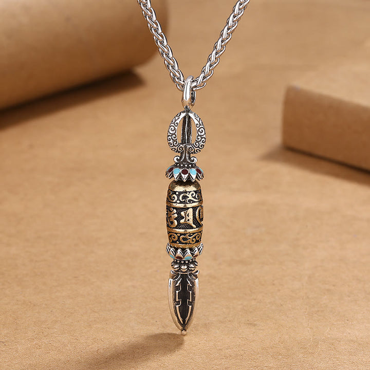 Buddha Stones, tibetischer Om Mani Padme Hum-Schutz, Reichtum, drehbarer Halsketten-Anhänger