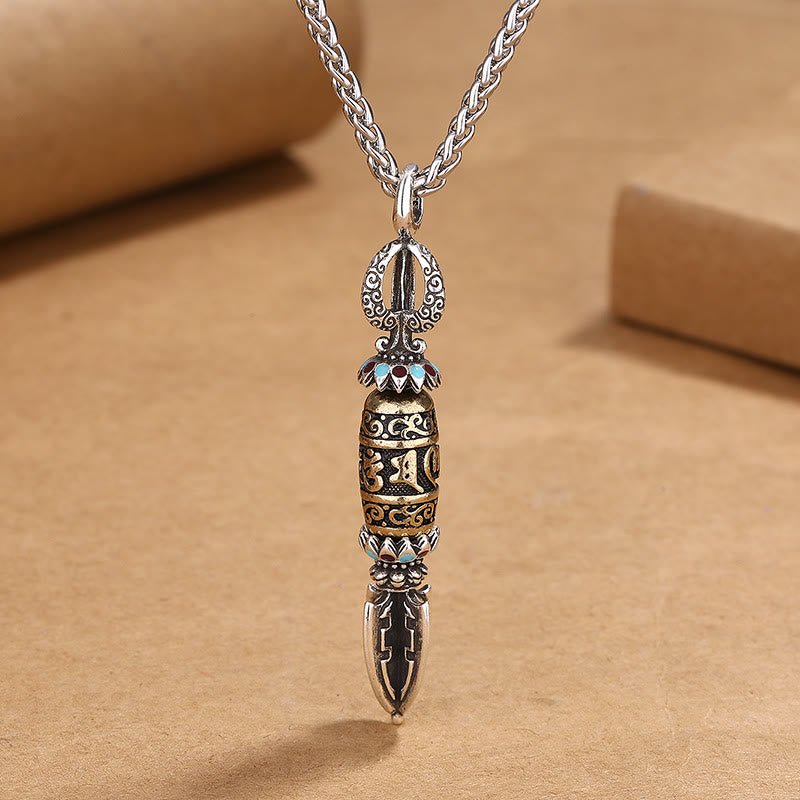 Buddha Stones, tibetischer Om Mani Padme Hum-Schutz, Reichtum, drehbarer Halsketten-Anhänger